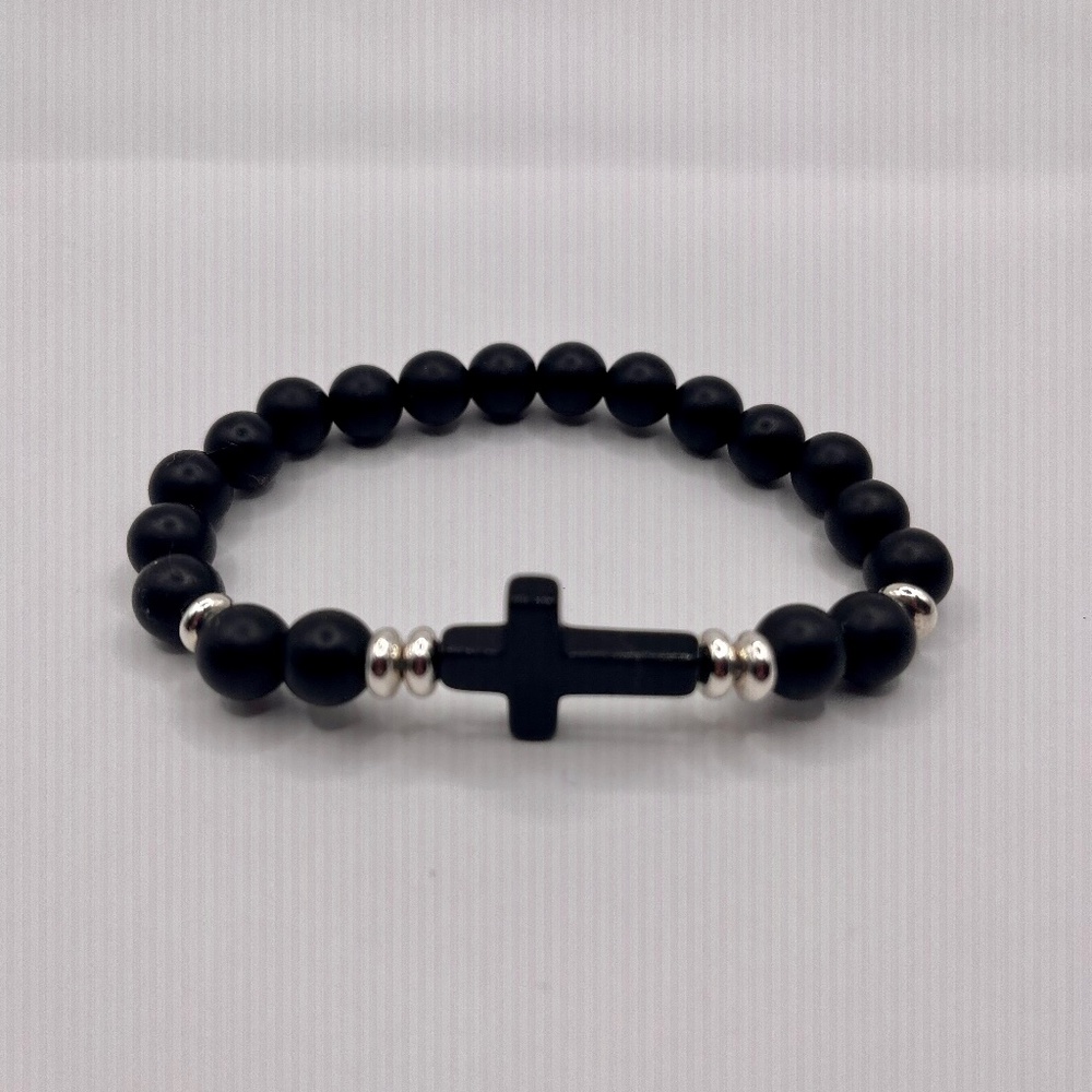Black onyx gemstone Cross bracelet